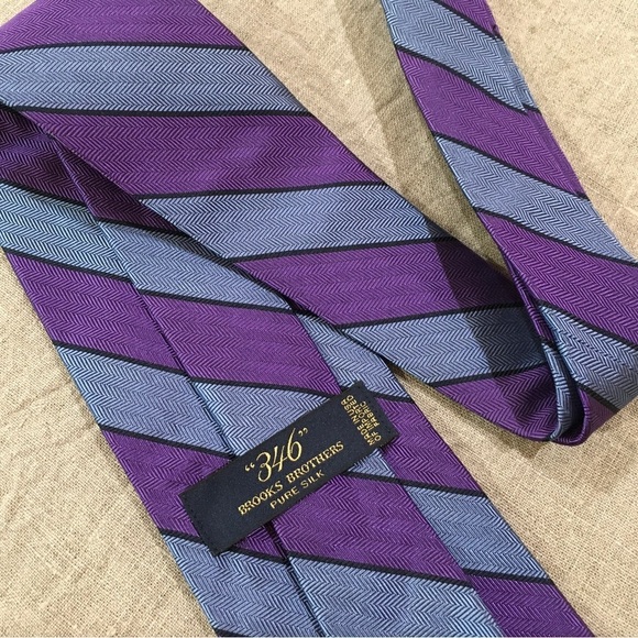 Brooks Brothers Other - 346 Brooks Brothers Neck Tie Men's Purple Blue Striped Pure Silk Made in USA